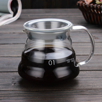 Καφετιέρα V60, 350 ml 600 ml 800 ml, γυάλινος σταλάκτης καφέ, μονωμένη λαβή για να μην περιχύνετε τον καφέ και φρέσκο βραστήρα