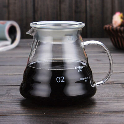 V60 kávéskanna, 350 ml-es 600 ml-es 800 ml-es üveg kávé csepegtető, szigetelt fogantyú a kávé és a friss csepegtető vízforraló számára