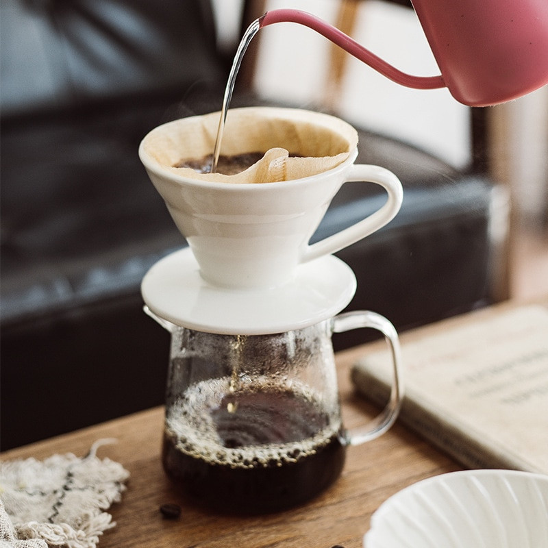 V60 kávéskanna, 350 ml-es 600 ml-es 800 ml-es üveg kávé csepegtető, szigetelt fogantyú a kávé és a friss csepegtető vízforraló számára