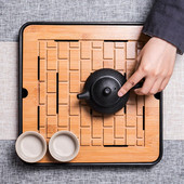 Kínai stílusú, környezetbarát bambusz teatálcák Teafelszolgálás Kung Fu teatálcák Háztartási víztároló tálcák Száraz buborékasztal