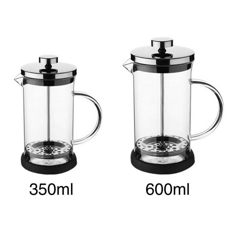 Manuálny kávovar do domácnosti, kancelárie, kuchyne, prenosný, nerezový, French Press, kanvica na čaj, 3-úrovňová filtrácia, tepelne odolný, odolný