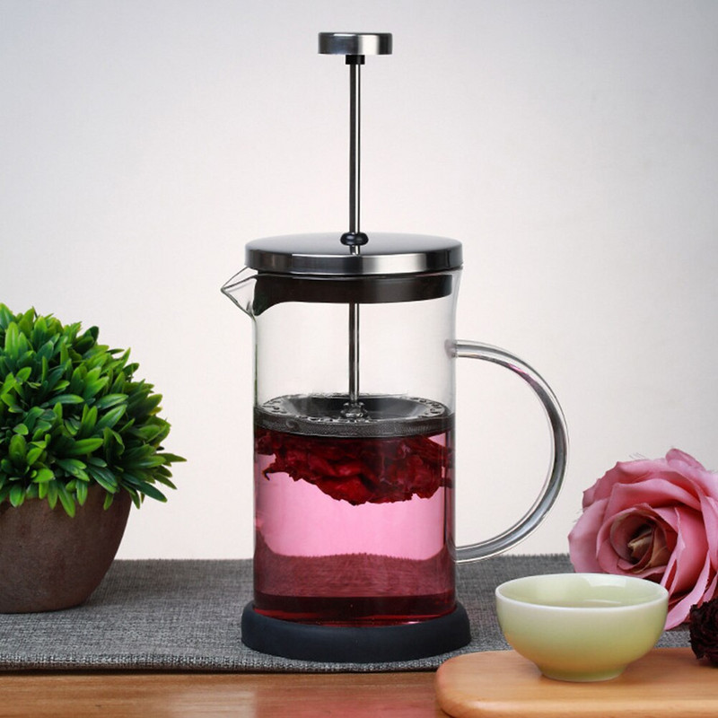 Manuálny kávovar do domácnosti, kancelárie, kuchyne, prenosný, nerezový, French Press, kanvica na čaj, 3-úrovňová filtrácia, tepelne odolný, odolný