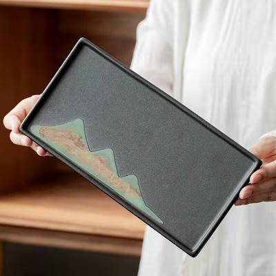 Stačiakampis keraminis kiaušinių padėklo padėklas Dekoratyvinė lėkštė Svetainė Virtuvės padėklas Padėklas Maistas Vintage Dienblad Arbatos priedai Dovana