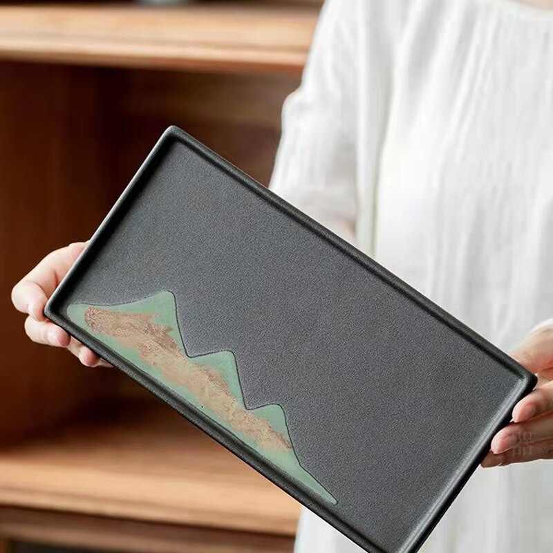 Stačiakampis keraminis kiaušinių padėklo padėklas Dekoratyvinė lėkštė Svetainė Virtuvės padėklas Padėklas Maistas Vintage Dienblad Arbatos priedai Dovana