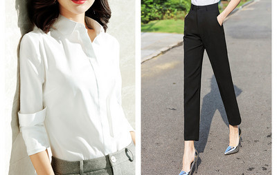 Cămașă elegantă și costum pantalon de damă