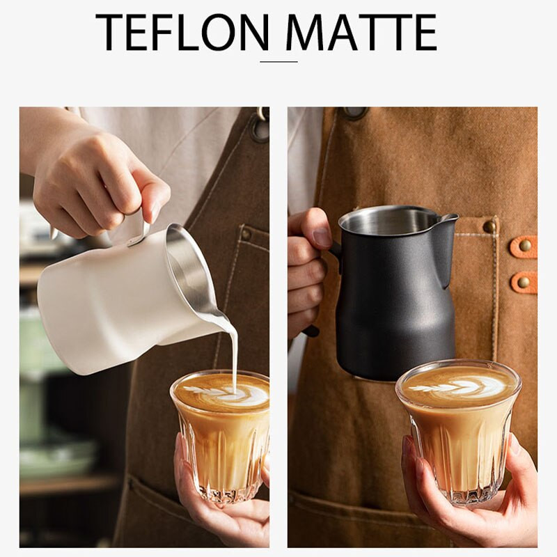 Nerezová oceľová kanvica na kávu, kanvica na mliečnu penu, kanvica na cappuccino, kávové príslušenstvo, kanvica na espresso, barista, kávové riady