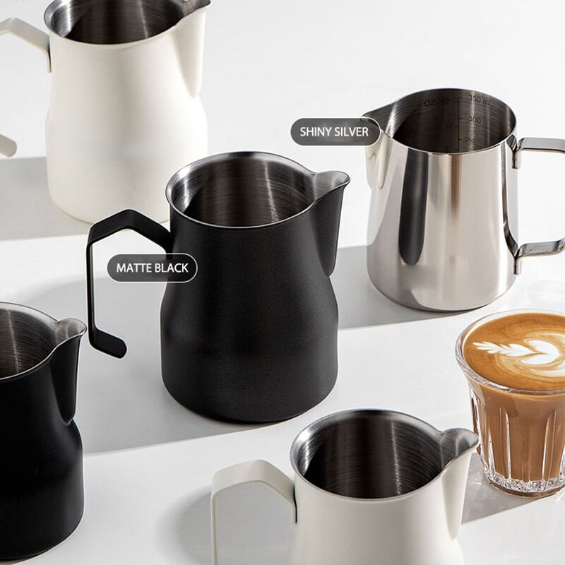 Nerezová oceľová kanvica na kávu, kanvica na mliečnu penu, kanvica na cappuccino, kávové príslušenstvo, kanvica na espresso, barista, kávové riady