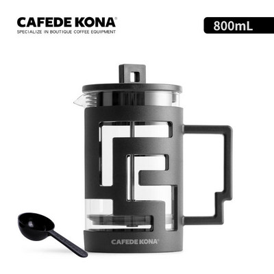 Cafede Kona Presă Franceză Presă de cafea Aparat de cafea ceai Oală de cafea din sticlă Plasă din oțel inoxidabil de înaltă densitate Sticlă rezistentă la căldură