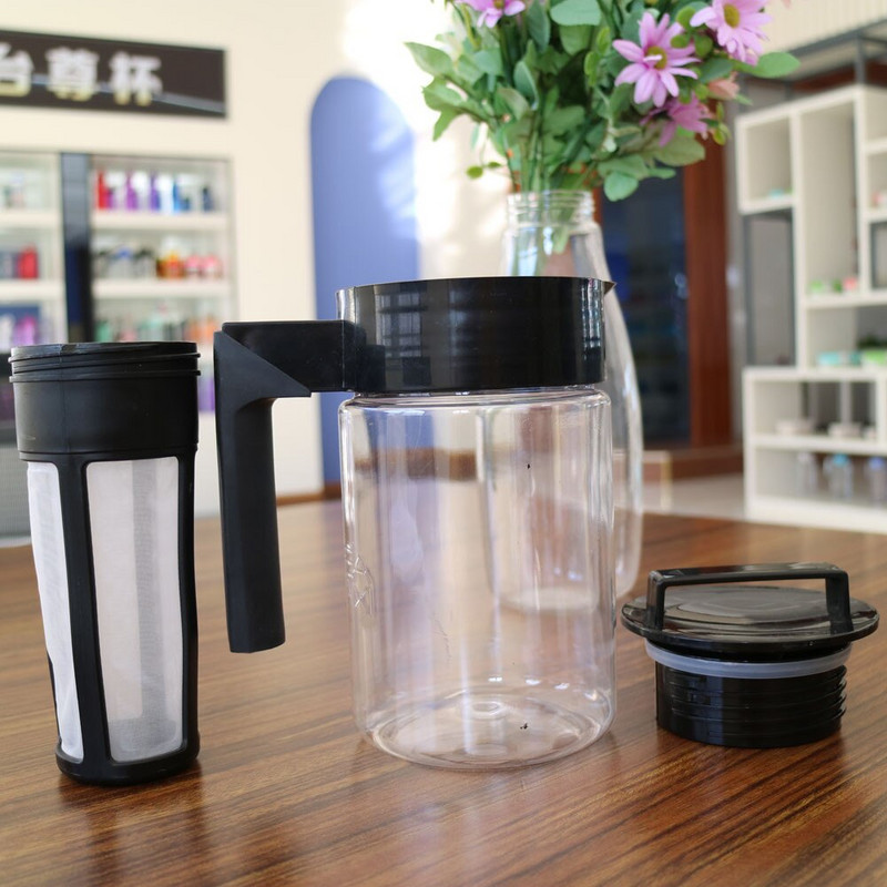 Kanvica na kávu, protišmyková domácnosť, 900 ml studenovarná kávovar, vzduchotesná silikónová rukoväť, silikónová rukoväť, kanvica na kávu