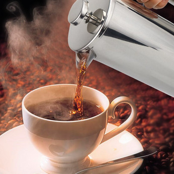 Кафеварка от неръждаема стомана Френска преса Еспресо Саксии за кафе Красота Здраве Изолирана с двойна стена машина за приготвяне на кафе и чай