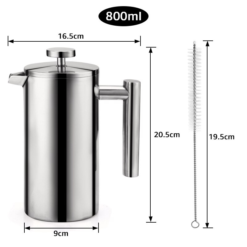 Nerūdijančio plieno kavos virimo aparatas prancūziško spaudimo espreso kavos puodukai Grožis sveikata Dvigubos sienelės izoliuotas kavos arbatos virimo aparatas