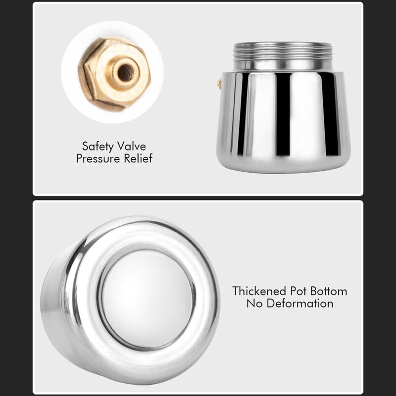 Кафеварка от неръждаема стомана Moka Еспресо Кафеварка Кафеварка Кафемашина Перколатор Печка Кафеварка Италианска кафе машина 100/200/300/450 ml