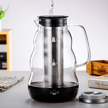 Κατσαρόλα Cold Brew Iced Tea Water Glass Pitcher Coffee maker with αφαιρούμενο φίλτρο από ανοξείδωτο χάλυβα Drop Dual Use Espresso Carafe