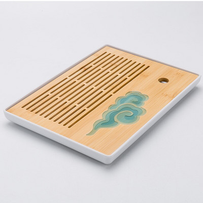 Melamin + bambusz teatálca víztároló tálca Modern teáskészlet teásasztal Zen tálca téglalap alakú hagyományos bambusz tábla kínai te