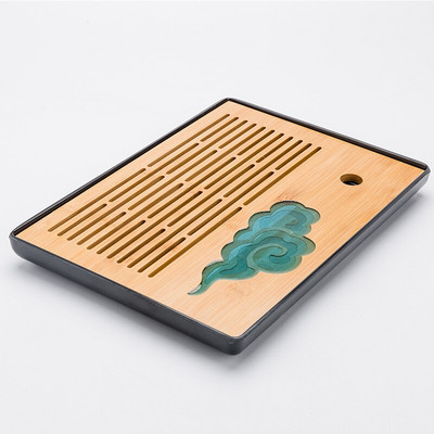 Melamin + bambusz teatálca víztároló tálca Modern teáskészlet teásasztal Zen tálca téglalap alakú hagyományos bambusz tábla kínai te