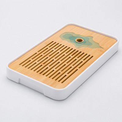 Melamin + bambusz teatálca víztároló tálca Modern teáskészlet teásasztal Zen tálca téglalap alakú hagyományos bambusz tábla kínai te