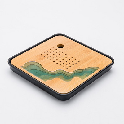 Melamin + bambusz teatálca víztároló tálca Modern teáskészlet teásasztal Zen tálca téglalap alakú hagyományos bambusz tábla kínai te