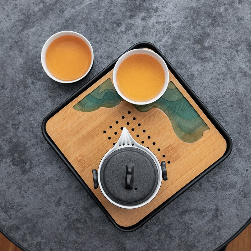 Melamin + bambusz teatálca víztároló tálca Modern teáskészlet teásasztal Zen tálca téglalap alakú hagyományos bambusz tábla kínai te