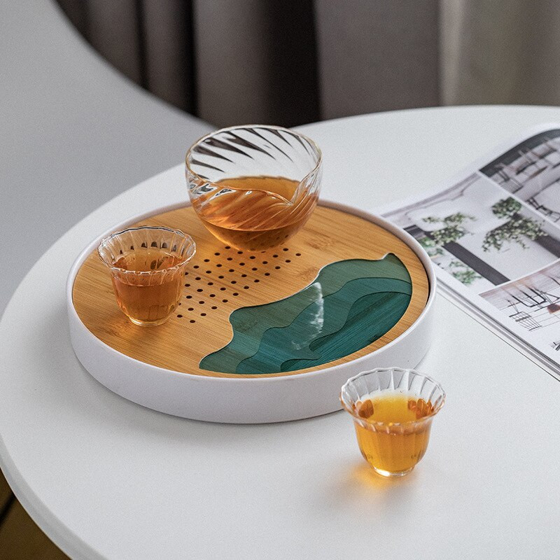 Melamin + bambusz teatálca víztároló tálca Modern teáskészlet teásasztal Zen tálca téglalap alakú hagyományos bambusz tábla kínai te