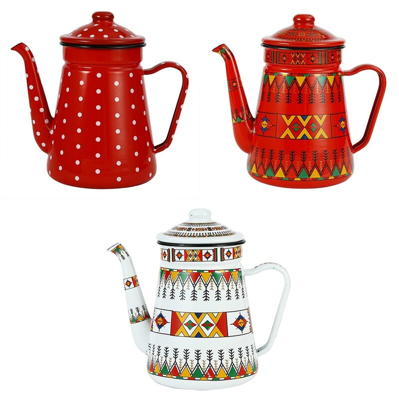 1,2 l emalio kavos puodo užpylimas ant pieno vandens ąsotis Barista arbatinukas virdulys dujinei viryklei ir indukcinei viryklei