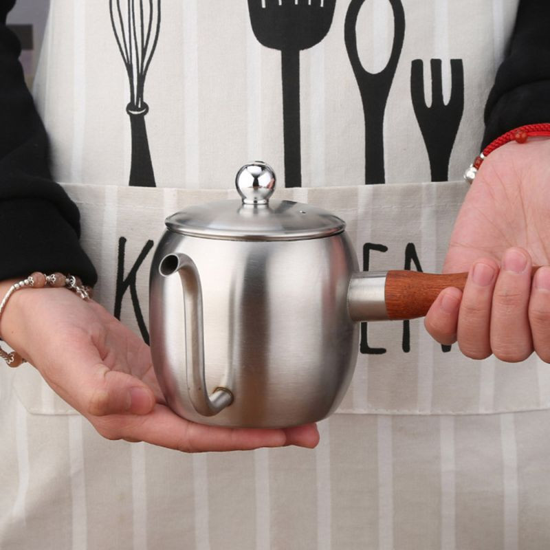 Japanski kuhalo za vodu s drvenom ručkom od nehrđajućeg čelika, mini lonac za kavu, 500 ml, potrepštine za kafiće