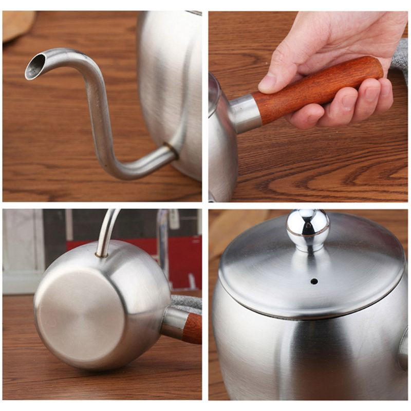 Japanski kuhalo za vodu s drvenom ručkom od nehrđajućeg čelika, mini lonac za kavu, 500 ml, potrepštine za kafiće