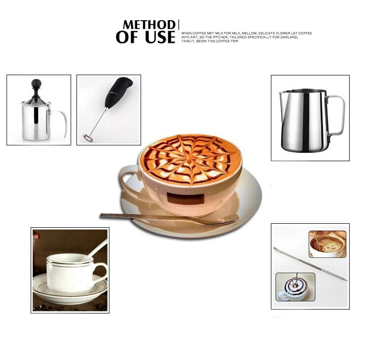 150ml/350ml/550ml/700ml/1000ML Espresso vrč za kavu od nehrđajućeg čelika Pull Flower Čaj za pjenjenje mlijeka Vrč za latte