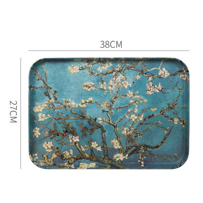 Vincento Van Gogo abrikosų gėlių stačiakampio formos melamino arbatos padėklas Namų ūkis vaisių lėkštė Kavos staliukas arbatos puodelis lėkštė Namų laikymas