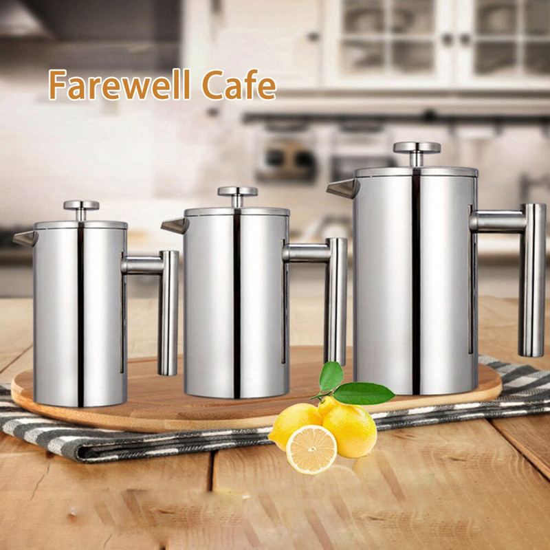 1000ml kávovar z nehrdzavejúcej ocele, espresso French Press kávovar, 350/800ML dvojstenný izolovaný kávovar na čaj