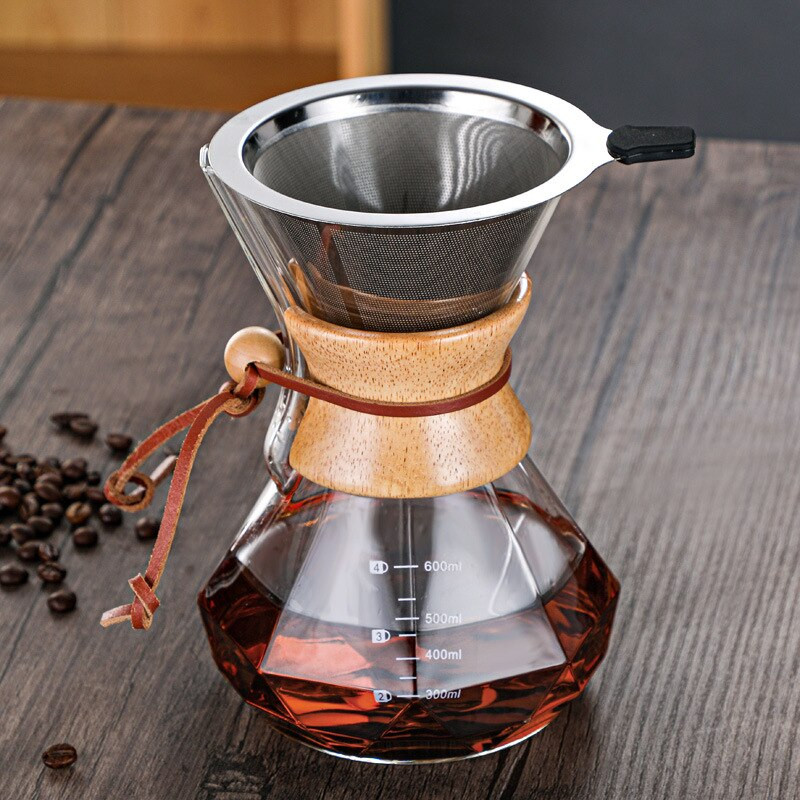 Kávovary v tvare diamantu, ručne varená kávovar, kanvica na zdieľanie, odkvapkávacia kanvica, filtrovaný pohár na kávu, kanvica na espresso, kávovar zo skla