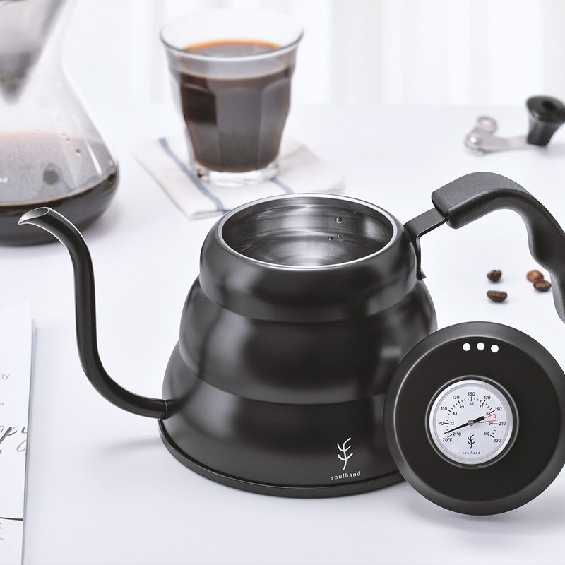 SOULHAND Kávovar na espresso, moka kanvica, husí krk, kávovar z nehrdzavejúcej ocele, potravinárska trieda, odkvapkávacia kanvica s labutím krkom