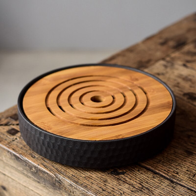 natúr bambusz és kerámia teátálcák teázóasztal kézzel készített tálaló tálcák kiegészítők