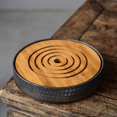 natúr bambusz és kerámia teátálcák teázóasztal kézzel készített tálaló tálcák kiegészítők