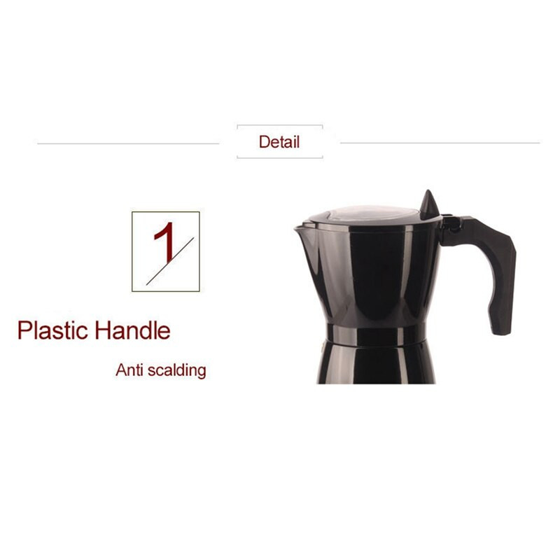 Издръжлива електрическа тенджера Moka, електрическа кафемашина с голям капацитет, аксесоар за кафе за дома 220V EU Plug Cafe 300ML