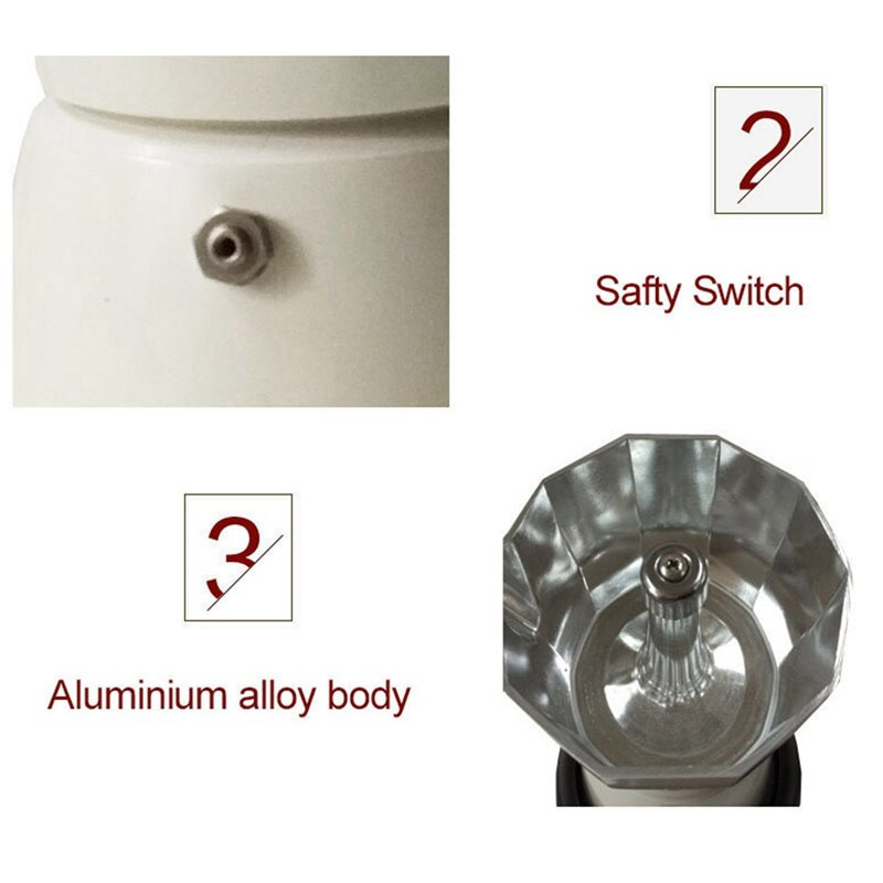 Издръжлива електрическа тенджера Moka, електрическа кафемашина с голям капацитет, аксесоар за кафе за дома 220V EU Plug Cafe 300ML