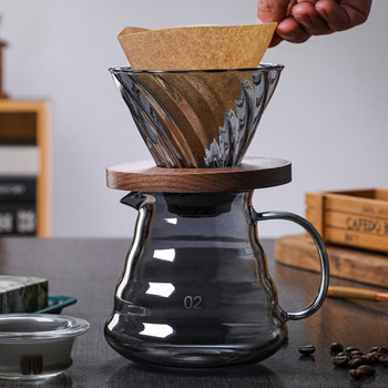 Σετ καφέ V60 Καφετιέρα Γυάλινος σταλάκτης με κιτ φίλτρου 500ml Ξύλινη λαβή κατά του ζεματίσματος Cezve Coffeeware Εξειδικευμένο εργαλείο Barista