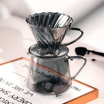 V60 Филтърна чаша за кафе Кафе, ръчно изработена филтърна чаша от една част Кафе уред за конус от природата Комплект филтърна хартия за кафе