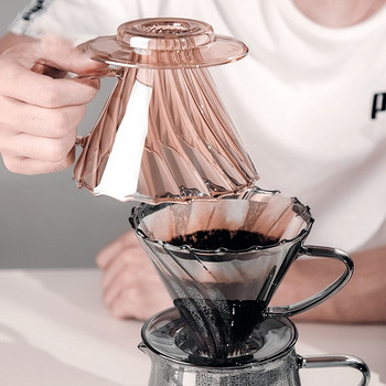 V60 Филтърна чаша за кафе Кафе, ръчно изработена филтърна чаша от една част Кафе уред за конус от природата Комплект филтърна хартия за кафе