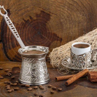 Filtru de cafea turcească Moka culoare cupru, zinc și oțel, cafetieră arabă marocană Decor autentic și sănătos clasic