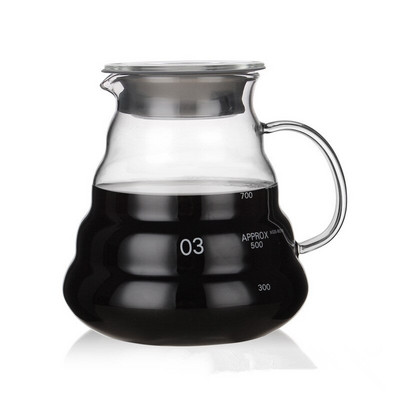 Sklenená kanvica na kávu s objemom 350 ml, 600 ml a 800 ml, izolovaná rukoväť pre udržanie čerstvej kávy a prekvapkávacej kanvice