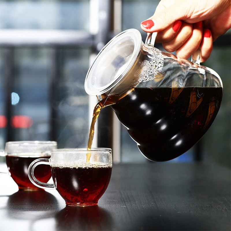 Sklenená kanvica na kávu s objemom 350 ml, 600 ml a 800 ml, izolovaná rukoväť pre udržanie čerstvej kávy a prekvapkávacej kanvice