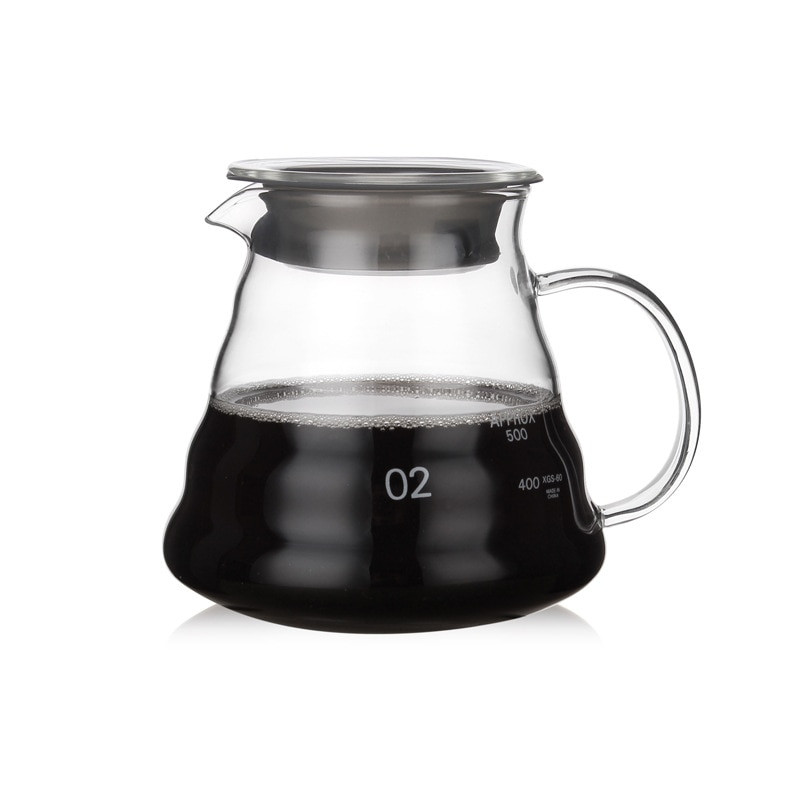 Sklenená kanvica na kávu s objemom 350 ml, 600 ml a 800 ml, izolovaná rukoväť pre udržanie čerstvej kávy a prekvapkávacej kanvice