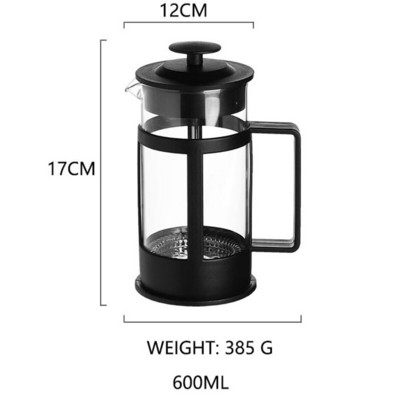350ml/600ml/800ml francúzsky tlakový kávovar, kanvica na čaj, borosilikátové sklo, kávový filter, tepelne odolný lisovací filter, doprava zdarma