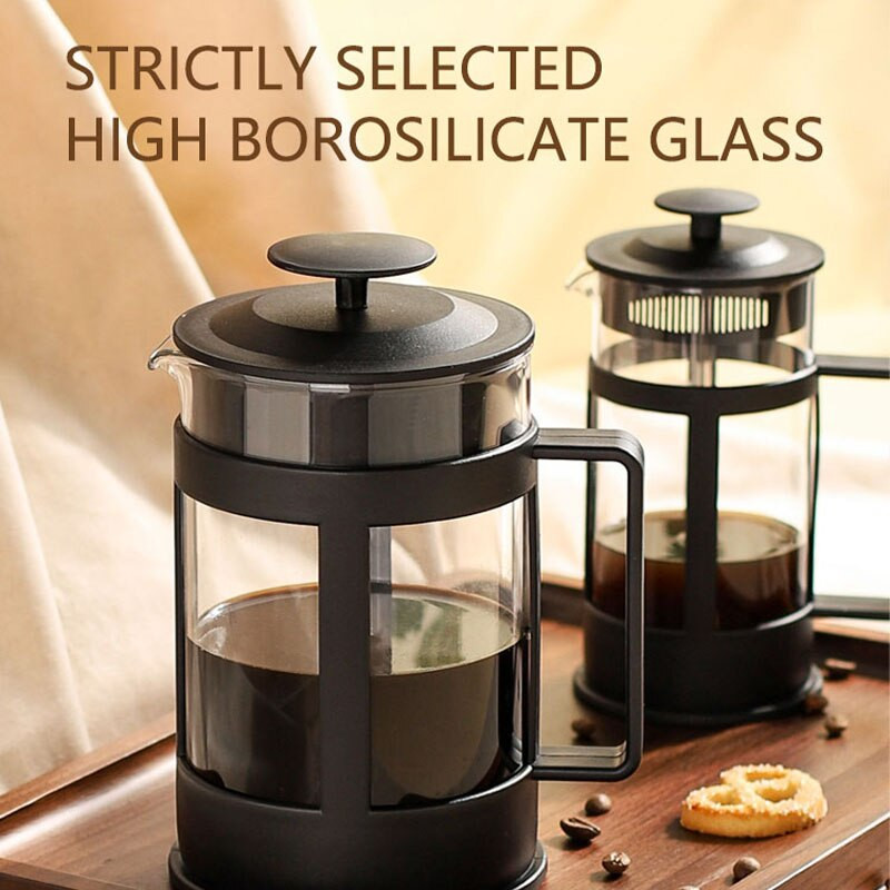 350ml/600ml/800ml francúzsky tlakový kávovar, kanvica na čaj, borosilikátové sklo, kávový filter, tepelne odolný lisovací filter, doprava zdarma