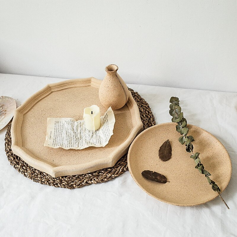 INS stílusú fa Retro do régi tányér gyümölcs edények csészealj teástálca desszert vacsora tányér étkészlet reggeli kenyértál