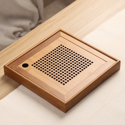 Bambusz teástálca Háztartási téglalap alakú Modern Egyszerű Kis Bambusz Víztároló Négyzet alakú teáskészlet Teatálca dropshipping