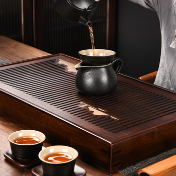 Поднос за чай от масивно дърво Дренаж Съхранение на вода Kungfu Чаен сервиз Чекмедже Дъска за чай Трапезна маса Инструменти за китайска чаена церемония Дървена поднос