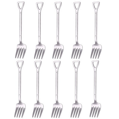 10 vnt Creative Shovel šakutės šaukštas 304 nerūdijančio plieno šakutė ledų desertas kavos šaukštas vaisių šakutė arbatinis šaukštelis maišymo šaukštas