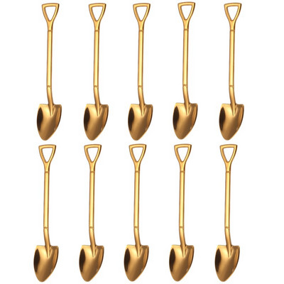10 vnt Creative Shovel šakutės šaukštas 304 nerūdijančio plieno šakutė ledų desertas kavos šaukštas vaisių šakutė arbatinis šaukštelis maišymo šaukštas