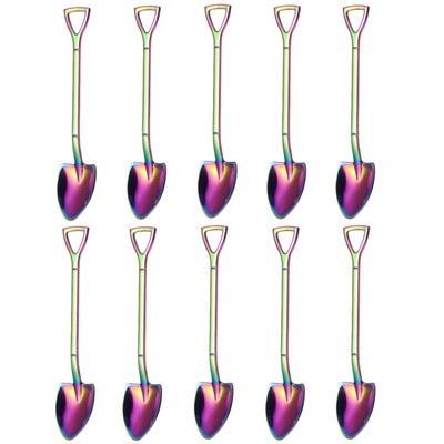 10 vnt Creative Shovel šakutės šaukštas 304 nerūdijančio plieno šakutė ledų desertas kavos šaukštas vaisių šakutė arbatinis šaukštelis maišymo šaukštas